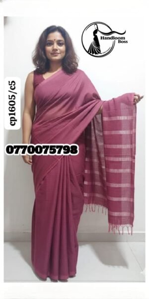 Elegance Light Maroon Handloom Cotton Saree cp1605/c5