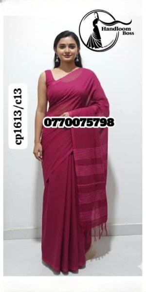 Elegance Dark Magenta Handloom Cotton Saree cp1613/c13