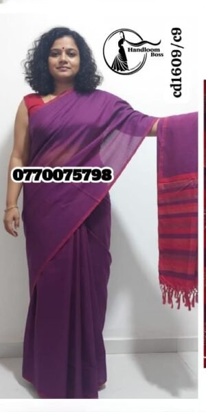 Elegance Purple & Red Handloom Cotton Saree cd1609/c9