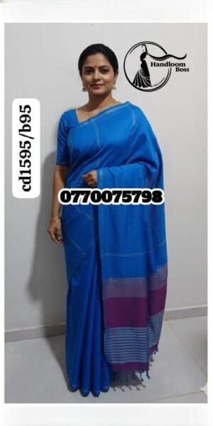 Elegance Blue Handloom Cotton Saree cd1595/b95