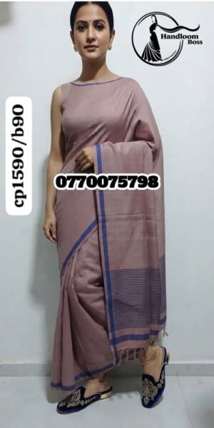 Elegance Peach Blue Handloom Cotton Saree cp1590/b90