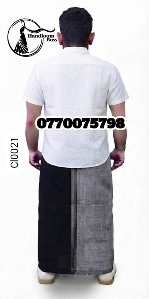 Best Black & Gray Handloom Cotton Sarong cl0021 Best Black & Gray Handloom Cotton Sarong cl0021